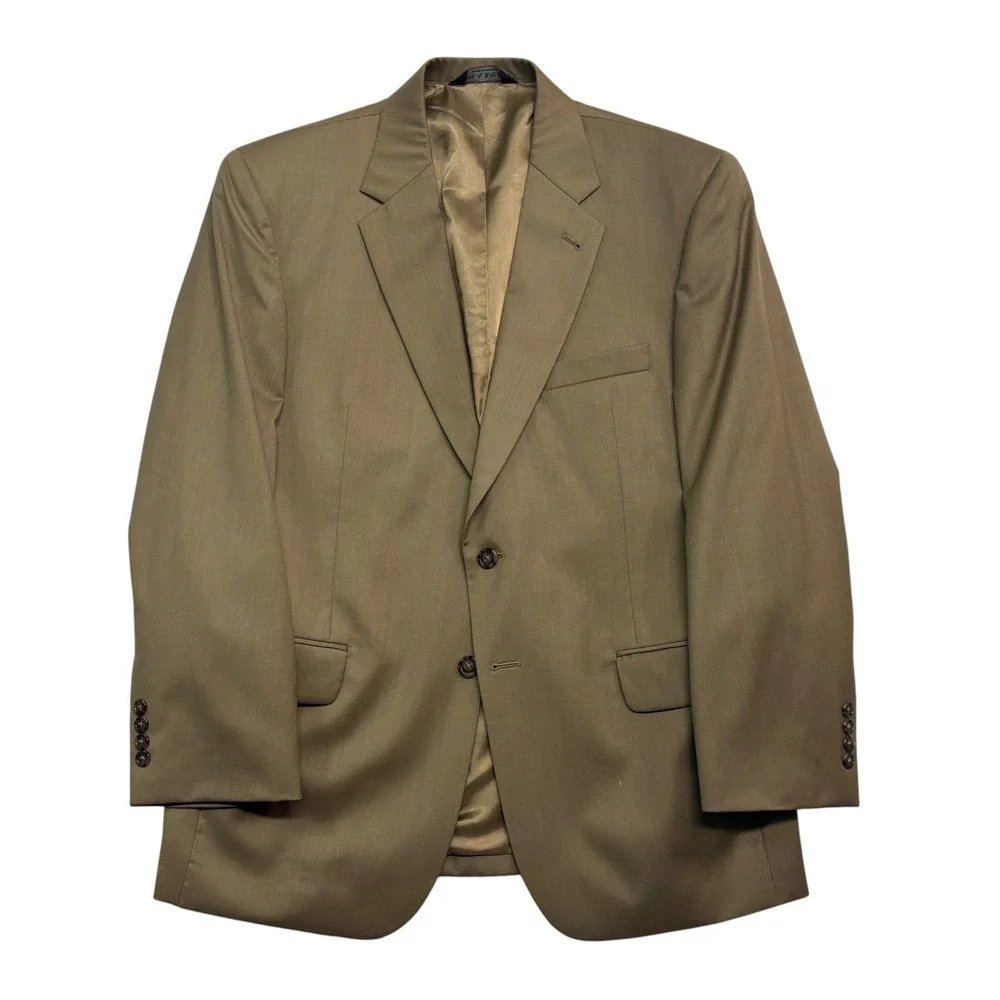 Jos A Bank 42S 36x30 Tan 2pc Pant Suit Signature Collection Pleated Cuffed Wool
